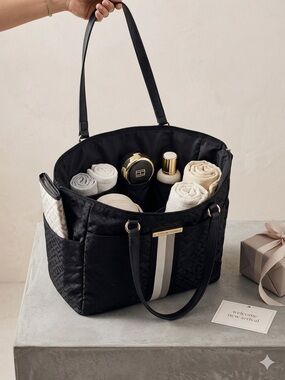 Tommy Hilfiger Black Tote with Center Stripe